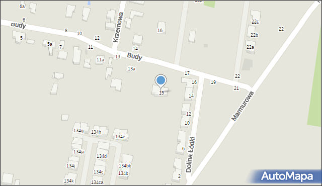 Łódź, Budy, 15, mapa Łodzi
