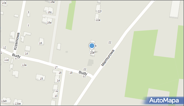 Łódź, Budy, 22a, mapa Łodzi