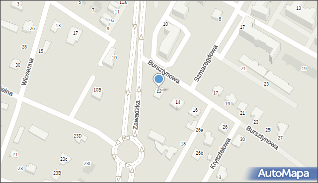 Łomża, Bursztynowa, 12, mapa Łomży