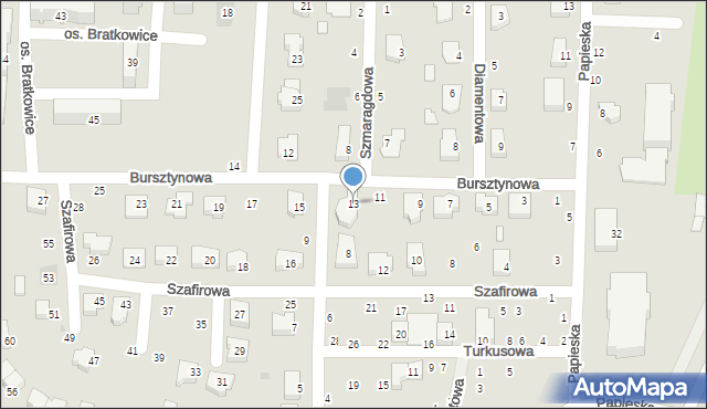 Łowicz, Bursztynowa, 13, mapa Łowicza