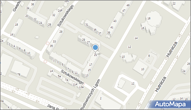 Lubin, Budowniczych Lgom, 21, mapa Lubin