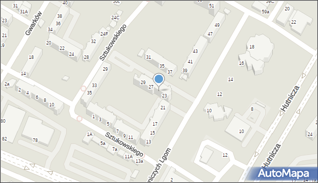 Lubin, Budowniczych Lgom, 25, mapa Lubin