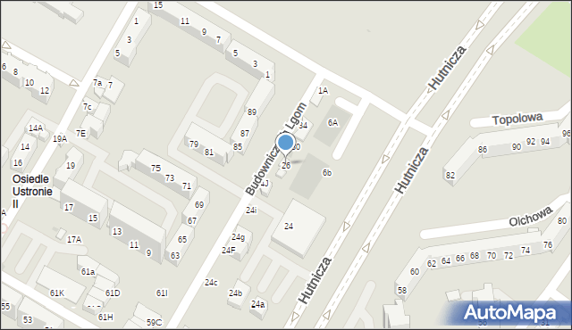 Lubin, Budowniczych Lgom, 26, mapa Lubin