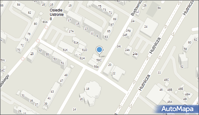 Lubin, Budowniczych Lgom, 59d, mapa Lubin