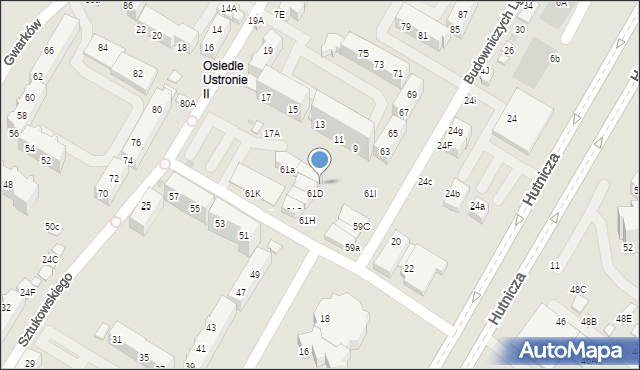 Lubin, Budowniczych Lgom, 61c, mapa Lubin