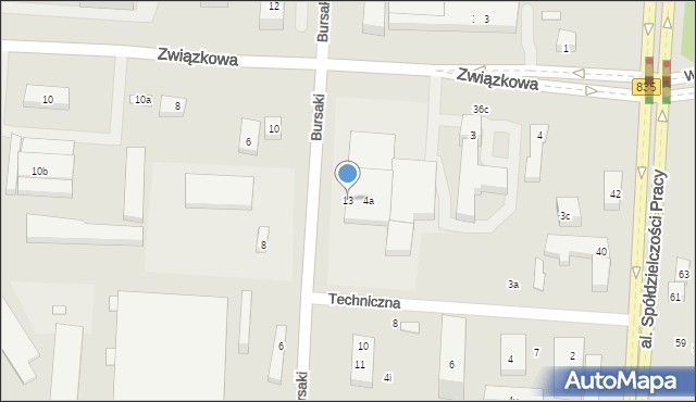 Lublin, Bursaki, 13, mapa Lublina