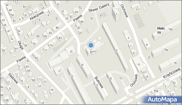 Lublin, Bukowa, 22, mapa Lublina