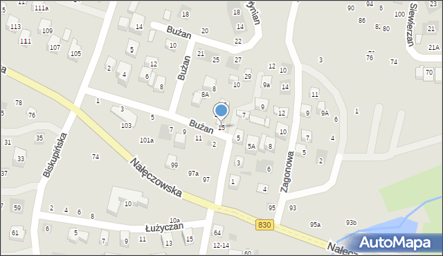 Lublin, Bużan, 15, mapa Lublina