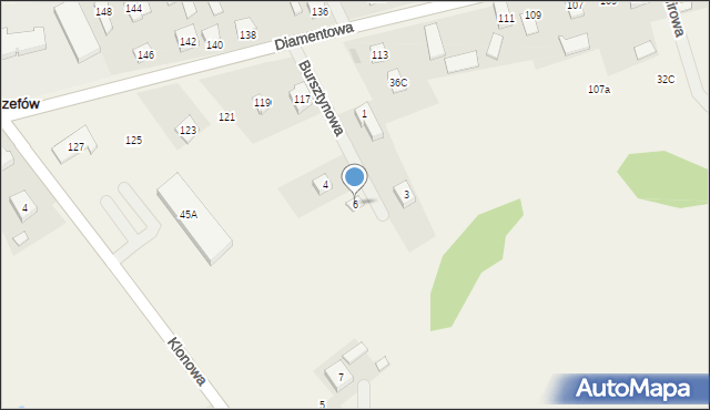 Ludwinów, Bursztynowa, 6, mapa Ludwinów