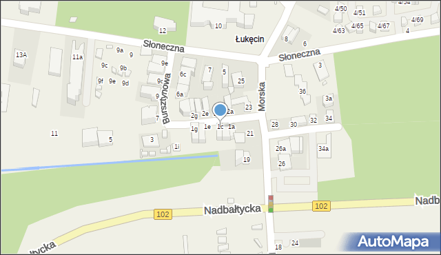 Łukęcin, Bursztynowa, 1c, mapa Łukęcin