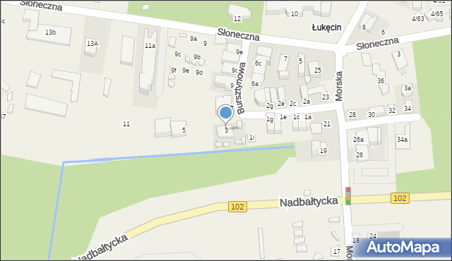 Łukęcin, Bursztynowa, 3, mapa Łukęcin
