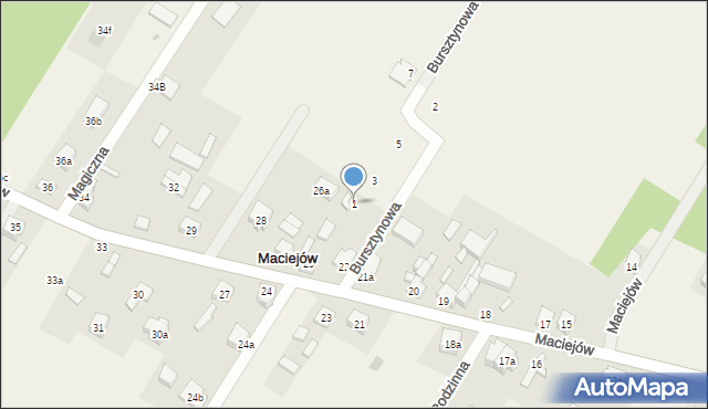 Maciejów, Bursztynowa, 1, mapa Maciejów