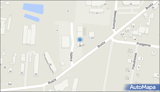 Miejska Górka, Buszy Ignacego, 26, mapa Miejska Górka