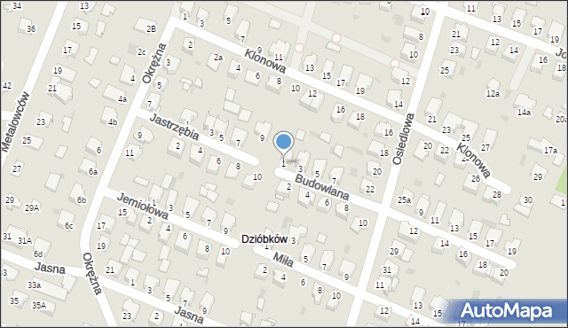 Mielec, Budowlana, 1, mapa Mielca