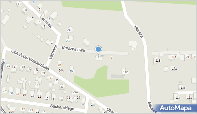 Mielec, Bursztynowa, 7, mapa Mielca