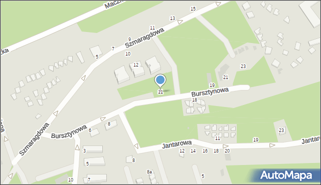 Mielno, Bursztynowa, 11, mapa Mielno