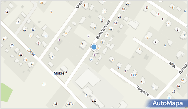Mokre, Bursztynowa, 4, mapa Mokre