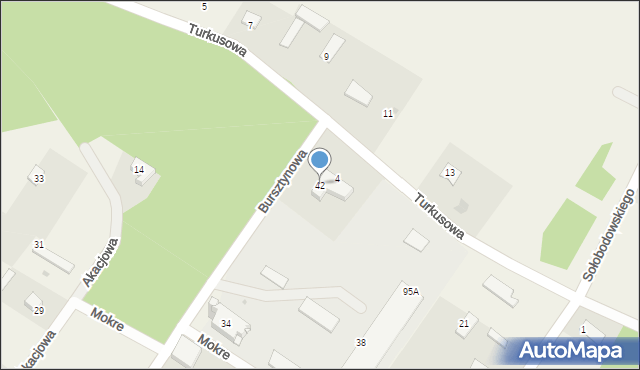 Mokre, Bursztynowa, 42, mapa Mokre
