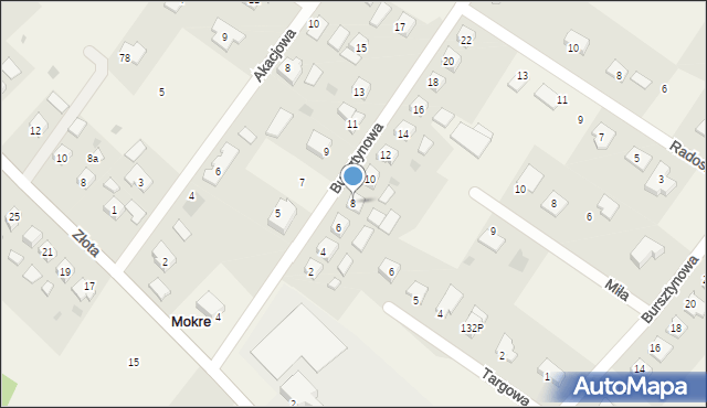 Mokre, Bursztynowa, 8, mapa Mokre