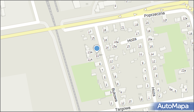 Nowa Sól, Bukowa, 11, mapa Nowa Sól