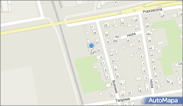 Nowa Sól, Bukowa, 11A, mapa Nowa Sól