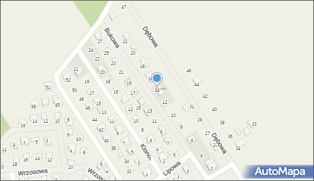 Nowy Dębiec, Bukowa, 14, mapa Nowy Dębiec