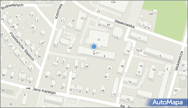 Olkusz, Budowlanych, 6, mapa Olkusz