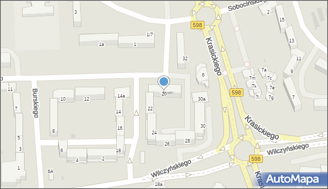 Olsztyn, Burskiego Jerzego, 20, mapa Olsztyna