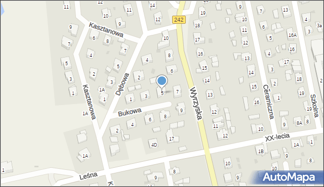 Osiek nad Notecią, Bukowa, 5, mapa Osiek nad Notecią