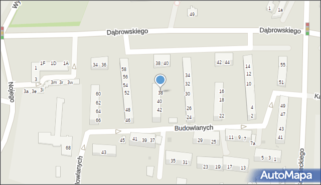 Oświęcim, Budowlanych, 38, mapa Oświęcimia