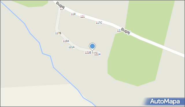 Pabianice, Bugaj, 121F, mapa Pabianic