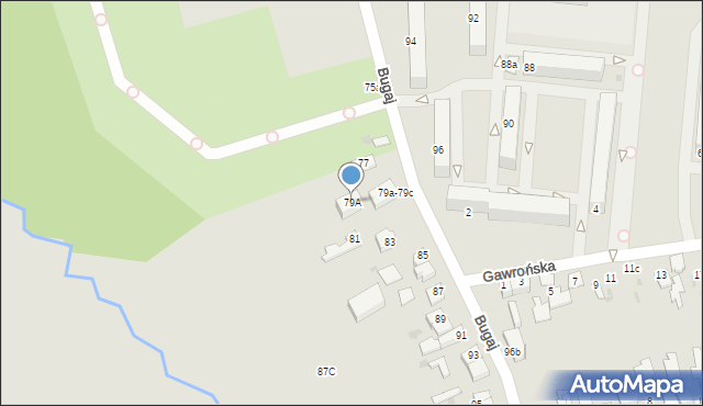 Pabianice, Bugaj, 79A, mapa Pabianic