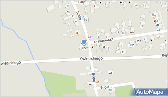 Pabianice, Bugaj, 97a, mapa Pabianic