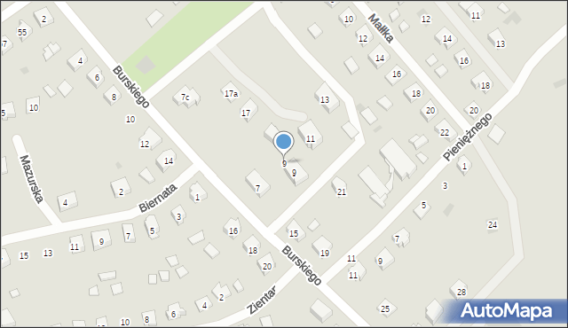 Pasym, Burskiego Jerzego, 9, mapa Pasym