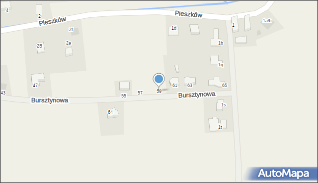 Pieszków, Bursztynowa, 59, mapa Pieszków