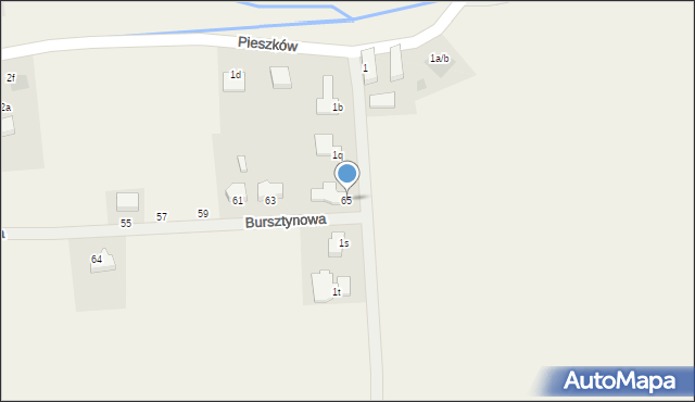 Pieszków, Bursztynowa, 65, mapa Pieszków