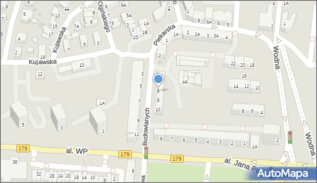 Piła, Budowlanych, 6, mapa Piły