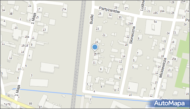 Piotrków Trybunalski, Budki, 15, mapa Piotrków Trybunalski