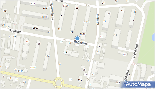 Piotrków Trybunalski, Bugajska, 21, mapa Piotrków Trybunalski
