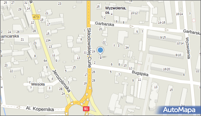 Piotrków Trybunalski, Bugajska, 4, mapa Piotrków Trybunalski