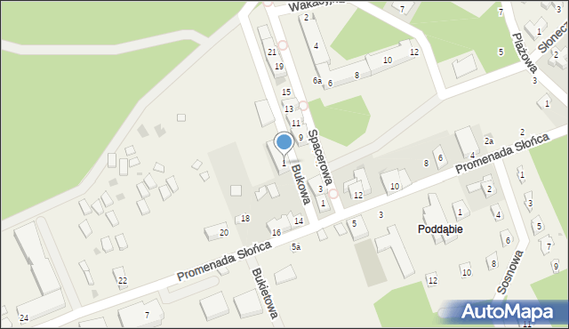 Poddąbie, Bukowa, 1, mapa Poddąbie