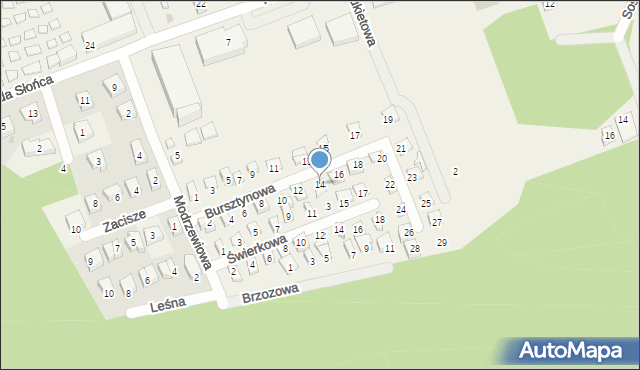 Poddąbie, Bursztynowa, 14, mapa Poddąbie