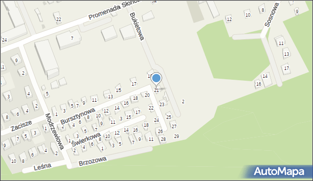 Poddąbie, Bursztynowa, 21, mapa Poddąbie