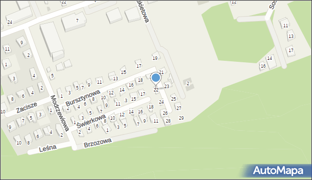 Poddąbie, Bursztynowa, 22, mapa Poddąbie