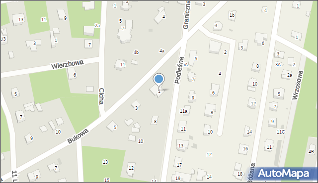 Podkowa Leśna, Bukowa, 1, mapa Podkowa Leśna