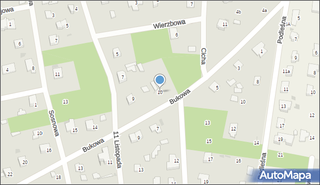 Podkowa Leśna, Bukowa, 10, mapa Podkowa Leśna