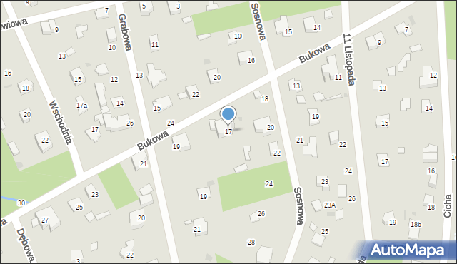 Podkowa Leśna, Bukowa, 17, mapa Podkowa Leśna