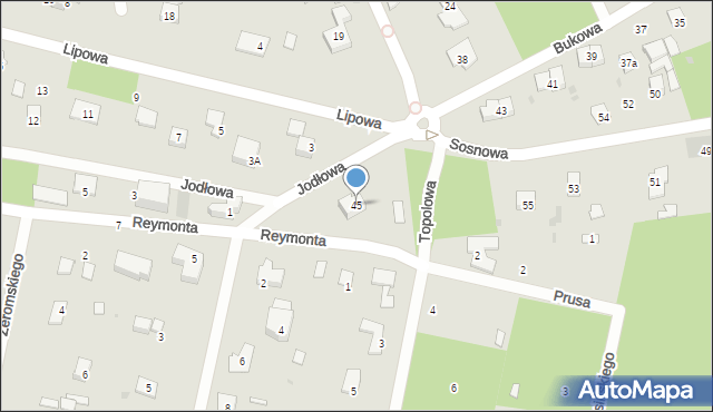 Podkowa Leśna, Bukowa, 45, mapa Podkowa Leśna