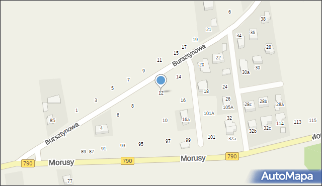 Podzamcze, Bursztynowa, 12, mapa Podzamcze