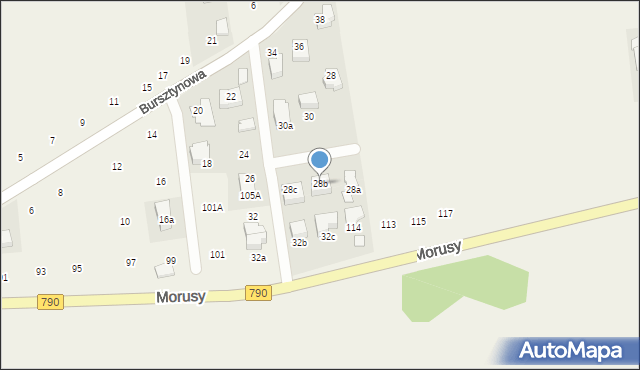 Podzamcze, Bursztynowa, 28b, mapa Podzamcze